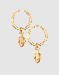 Elli Jewelry - Earrings Creoles Anchor Pendant Maritime in 925 Sterling Silver gold plated