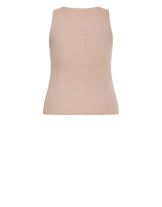 City Chic - Plus size Tara Button Through Tank - neutral