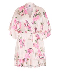 City Chic - Plus size Arcadia Short Kimono - pink