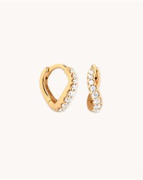 Astrid & Miyu - Wave Crystal 18ct Gold Plated Huggies