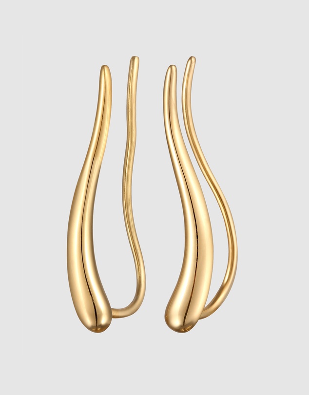 Elli Jewelry - Teardrop Ear Climber Earrings in Gold-Plated 925 Silver