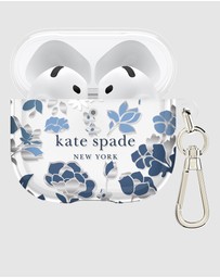 Kate Spade - Kate Spade Flowerbed Blue with Silver Clip Case for AirPod 4