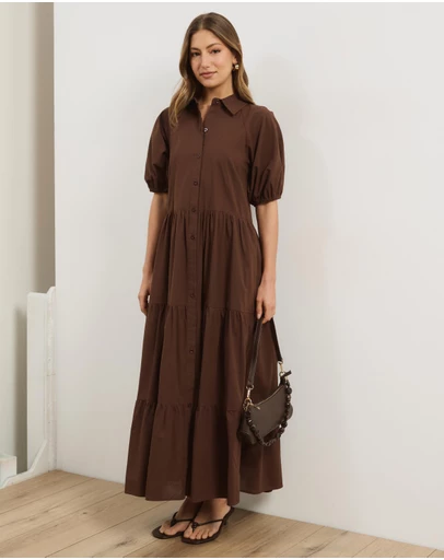 Atmos&Here - Alexis Tiered Button Through Midi Dress