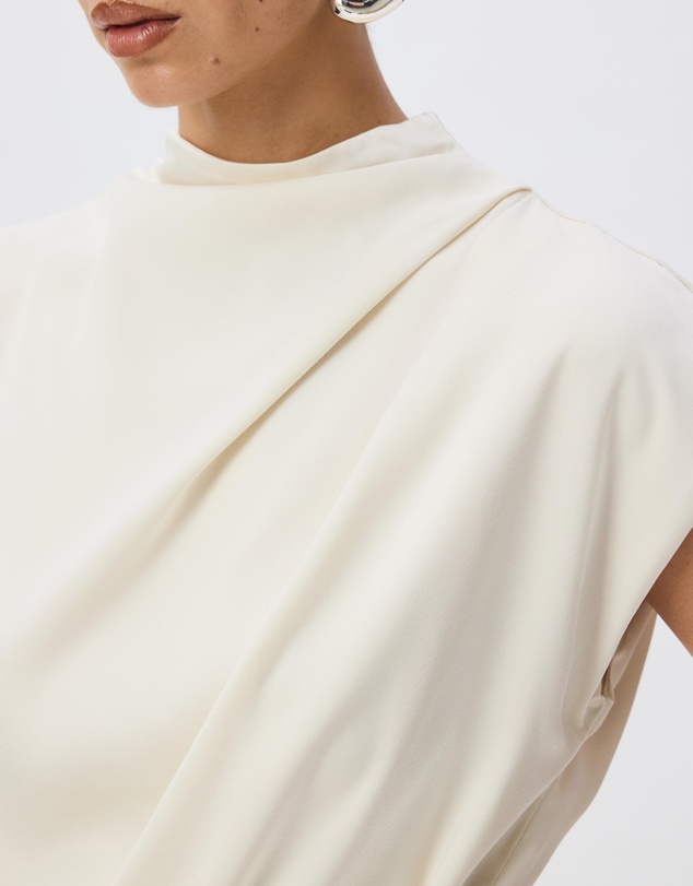 Tussah - Violet Drape Tie Detail Satin Maxi Dress