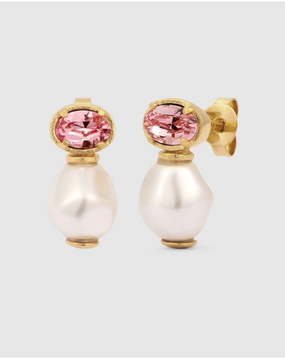 Elli Jewelry - Crystal Stud Earrings in Gold-Plated 925 Silver
