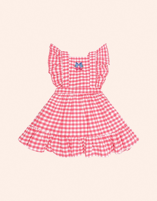 Huxbaby - Cherry Bow Gingham Pinafore Dress - Babies-Kids