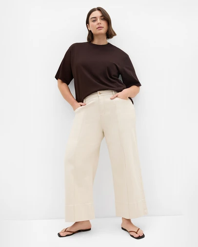 City Chic - Plus size Harley Fit Cara Wide Leg Crop Jean - natural