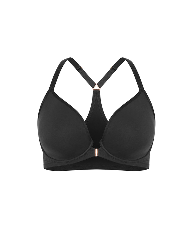 City Chic - Plus size Smooth & Chic Cotton Blend Racerback Bra - black