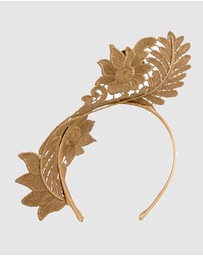 Max Alexander - Lace Crown Gold Headband Fascinator
