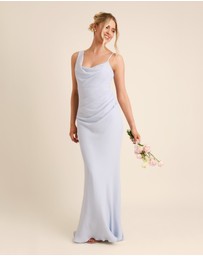 Six Stories - Cowl Front Asymmetrical Chiffon Bridesmaid Dress