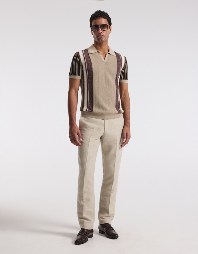 Calibre - Multi Stripe Knit Polo Natural