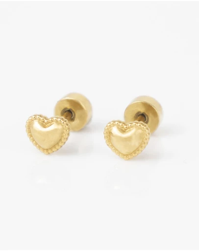 Wanderlust + Co - Heart Gold Flat Back Earrings