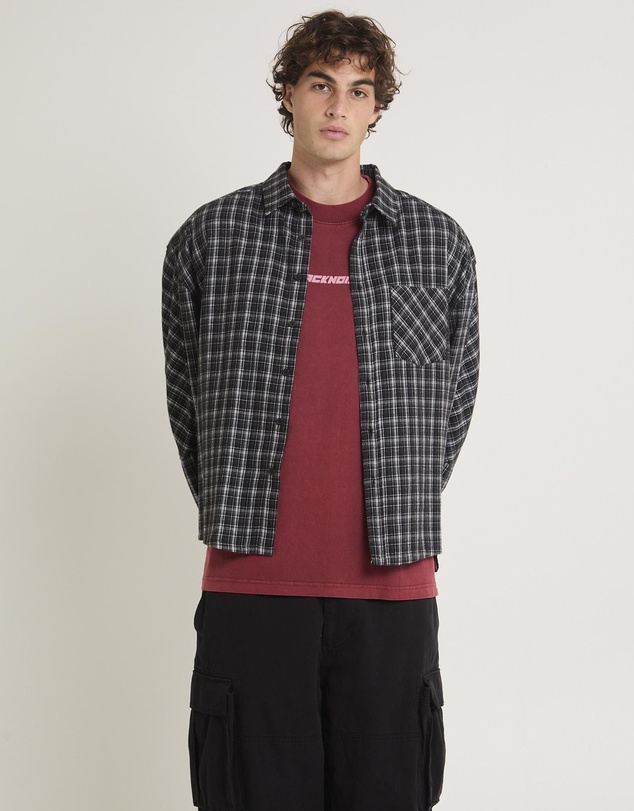 Black Noise White Rain - Johan Flannel Long Sleeve Shirt
