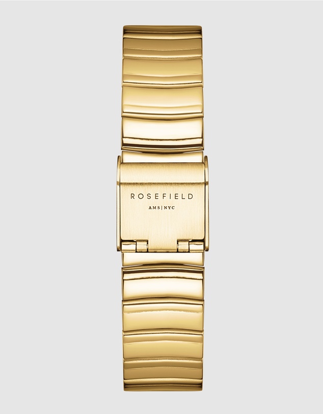 Rosefield - The Oval Burgundy Gold-Tone Half Moon Bracelet Watch