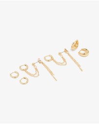 Lovisa - Gold Plated Huggie & Chain Earrings 3-Pack