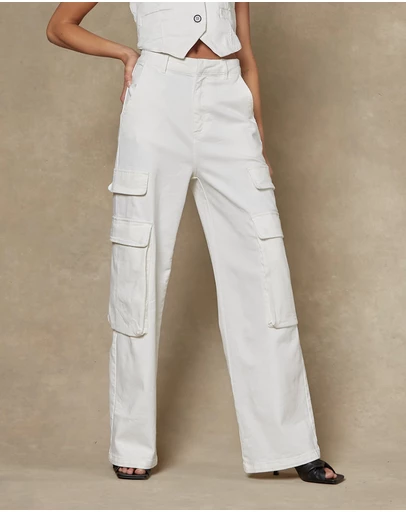 DRICOPER DENIM - Cargo Ivory Wide Leg Pants