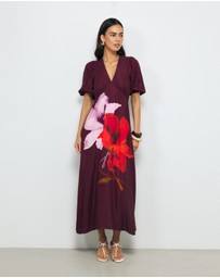 AERE - Ravenna Puff Sleeve Midi Dress