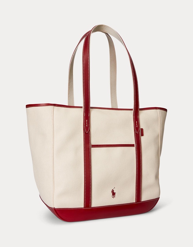 Polo Ralph Lauren - Leather-Trim Canvas Medium Shopper Tote
