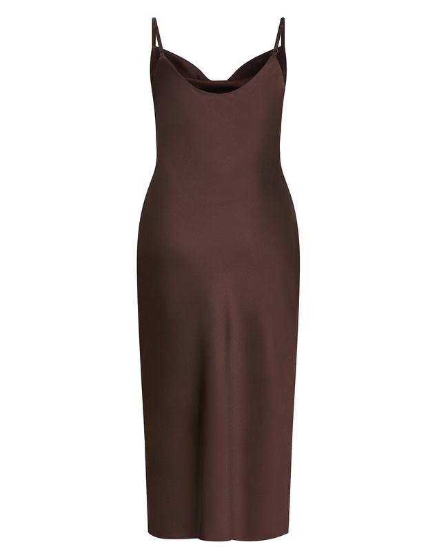 City Chic - Plus size Satin Slip Dress - truffle