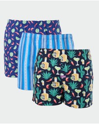 Mitch Dowd - Mens Woven Boxer Shorts 3 Pack in Tequila Print