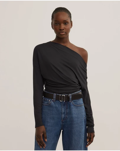 Witchery - Asymmetric Draped Long Sleeve Top