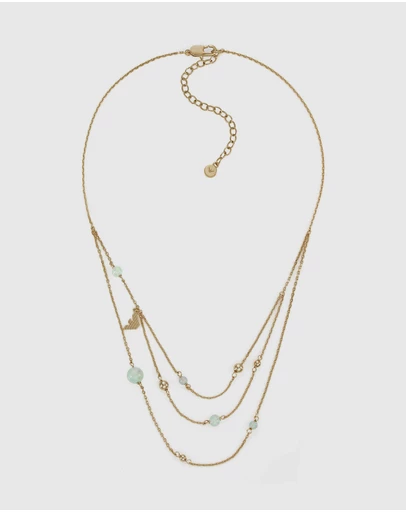Emporio Armani - Gold-Tone Green Aventurine Multi-Chain Necklace