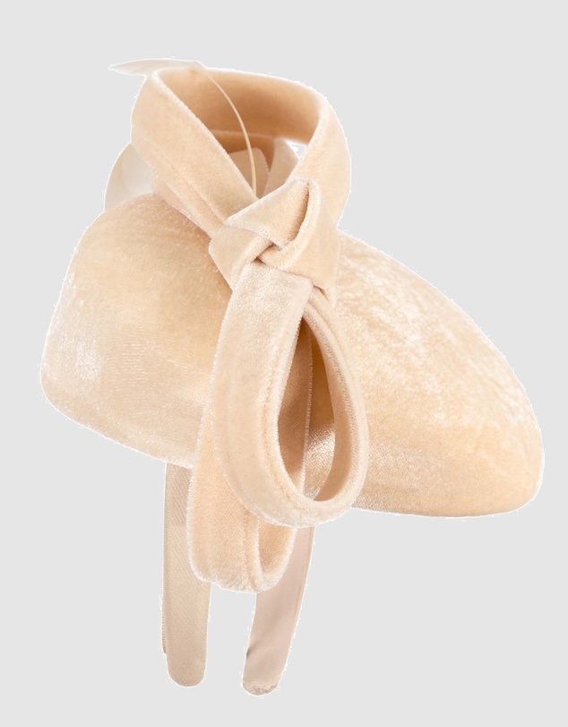 Max Alexander - Velvet Beige Winter Pillbox Fascinator