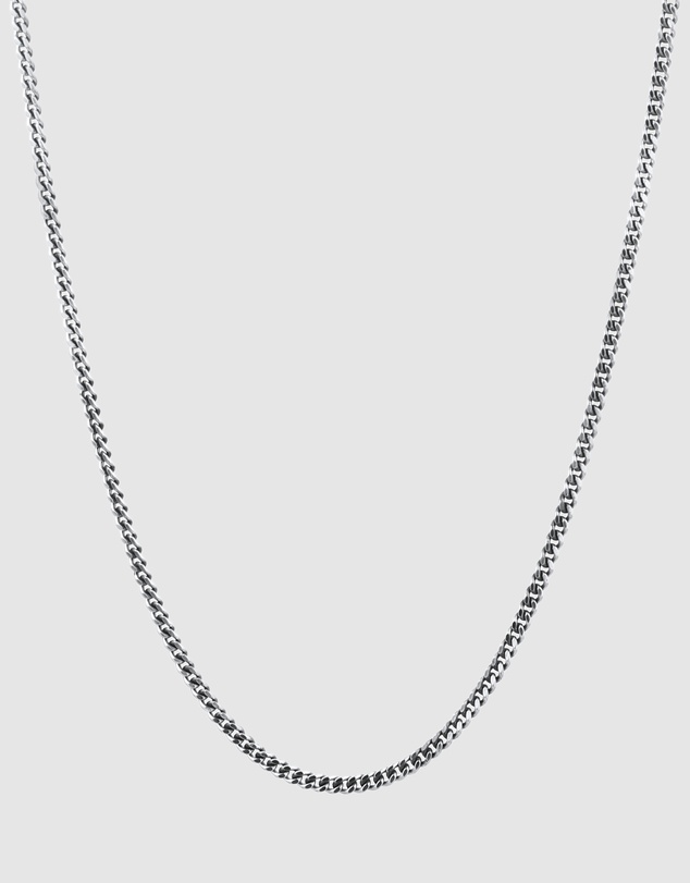 Kuzzoi - ICONIC EXCLUSIVE - Classic Curb Chain Necklace in Oxidised 925 Sterling Silver