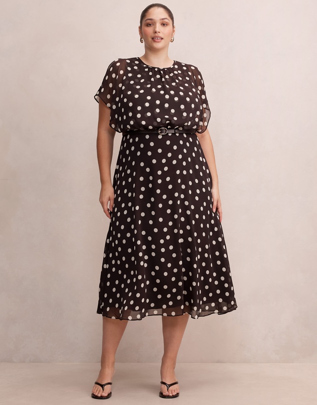 Forever New Curve - Dalton Curve Flutter Sleeves Midi Dress