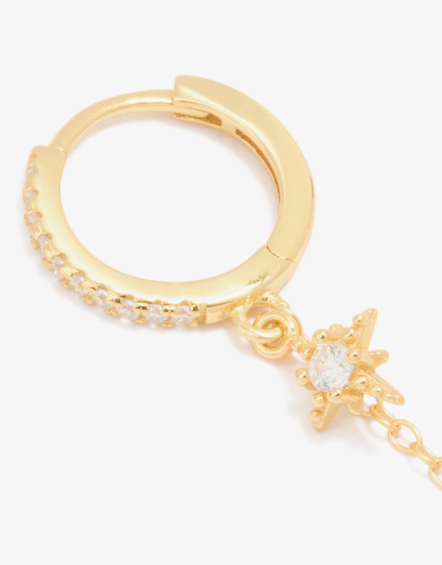 Lovisa - Gold Plated Sterling Silver Cubic Zirconia Chain Double Earring