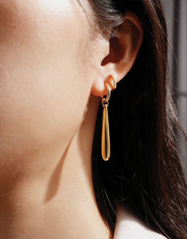 Ania Haie - Ania Haie Gold Long Water Droplet Drop Earrings