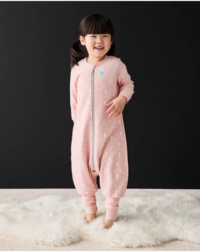 Love to Dream - Sleep Suit 1.5 TOG Stretch Cotton Fleece Moon and Back in Dusty Pink