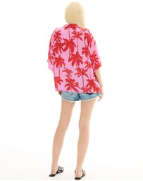 THE TALES - Pink Palm Oversized Silk Shirt