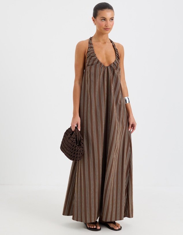 Calli - Halle Halter Stripe Maxi Dress