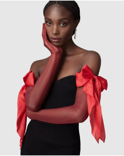 High Heel Jungle - Madamoiselle Bow Glove - Ruby Red