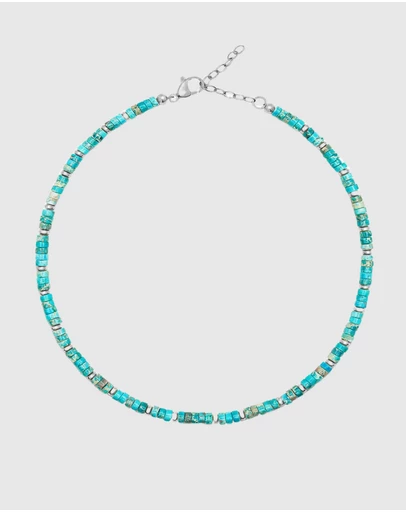 Nialaya Jewellery - Heishi Turquoise Choker with Silver
