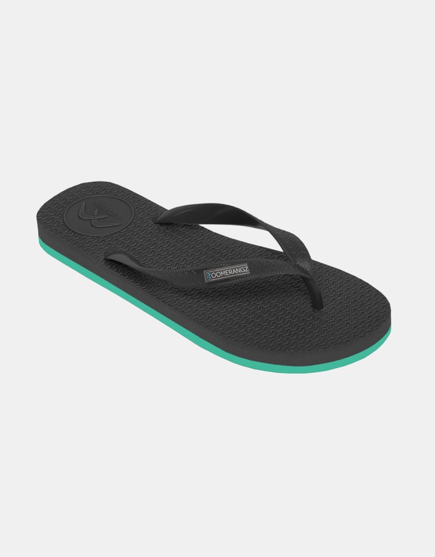 Boomerangz Footwear - Men's Black/Teal Thongs with arch support and 2 x interchangeable straps