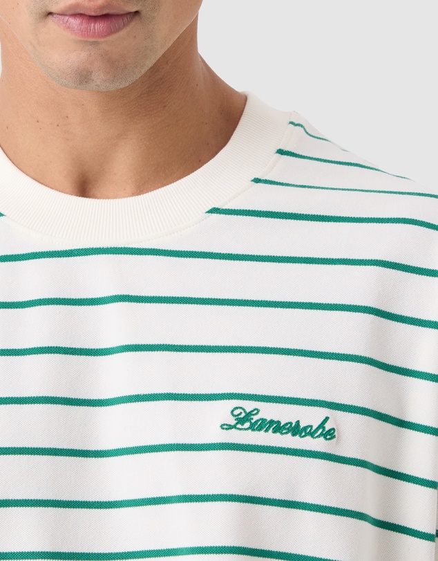 Zanerobe - Stripe Crop Flow Tee Vintage White/Forest