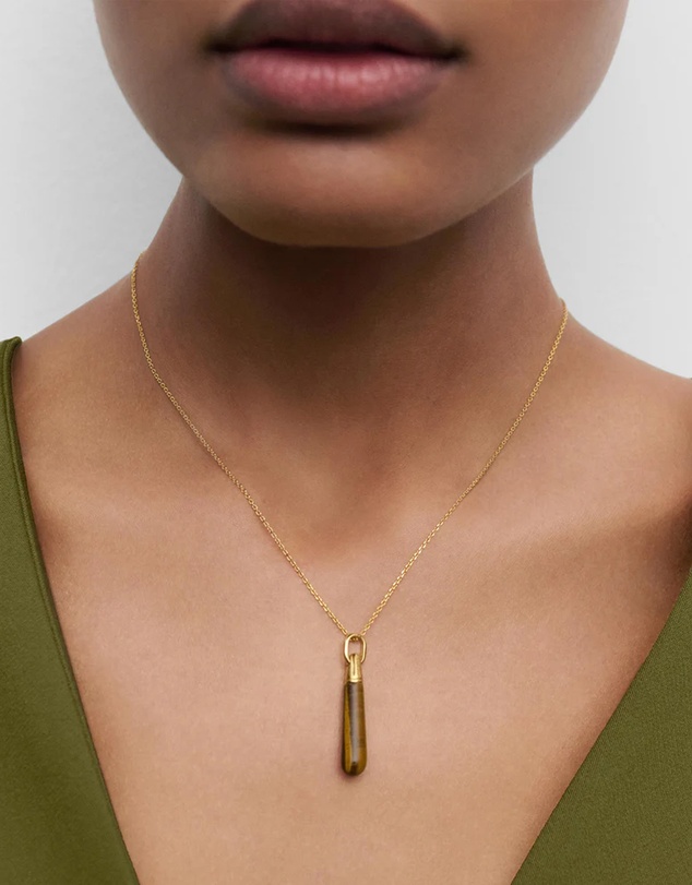 PDPAOLA - Tigers Eye Large Drop Pendant Necklace