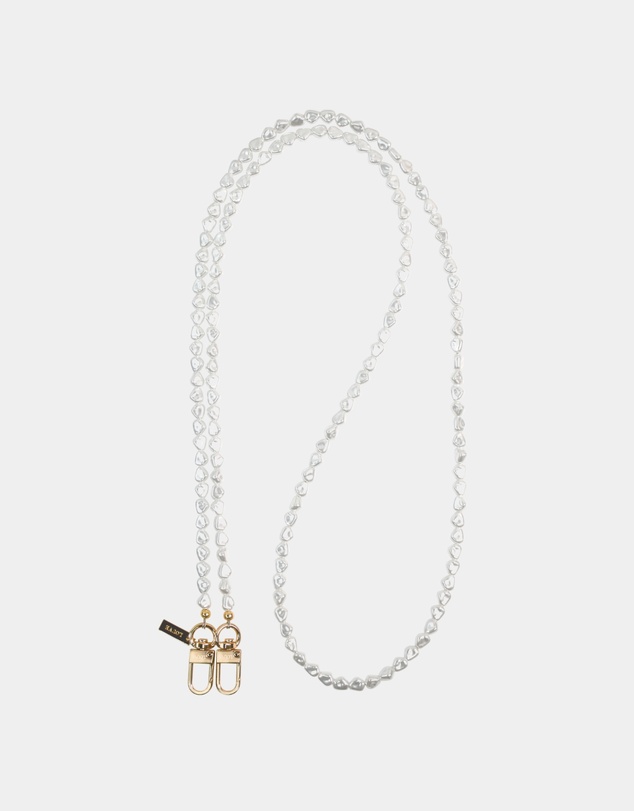 LOUVE COLLECTION - Universal Phone Strap Connector (Black) + Pearl Chain