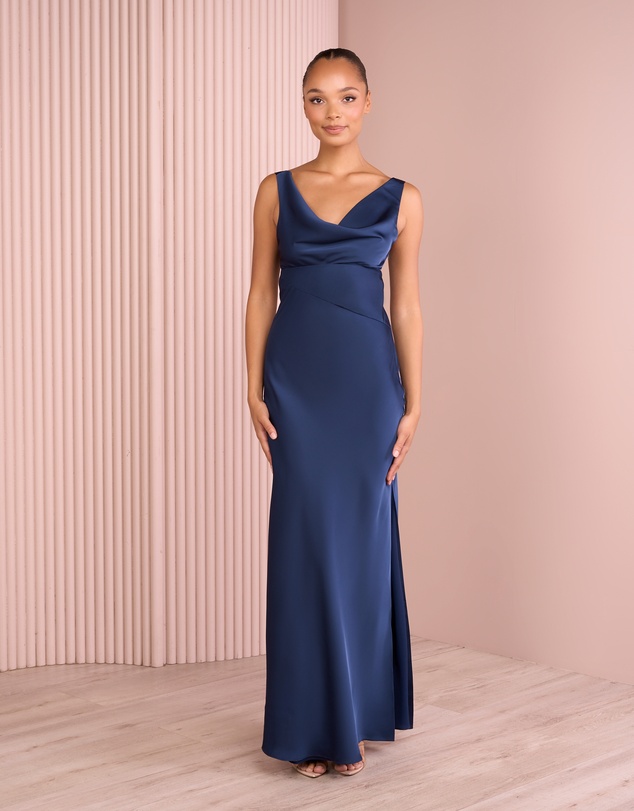 Azzurielle - Ultra Cowl Neck Satin Gown