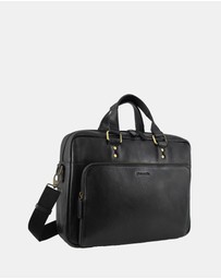 Pierre Cardin - Pierre Cardin Men's Leather Rustic Business/Laptop Bag