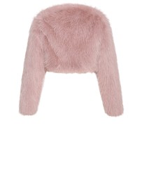 City Chic - Plus size Angelica Faux Fur Crop Jacket - deep blush