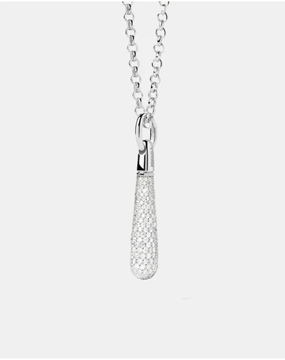 PDPAOLA - Pave Large Drop Silver Necklace