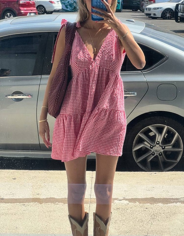 Beginning Boutique - Angel Girl Red Gingham Mini Dress
