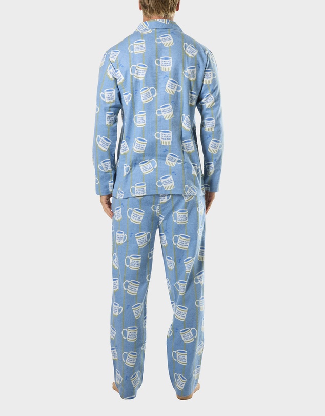 Mitch Dowd - Mens Cuppa Joe Flannel Pyjama Set - Blue