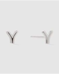 Wanderlust + Co - Alphabet Bubble Silver Stud Earrings - Letter Y