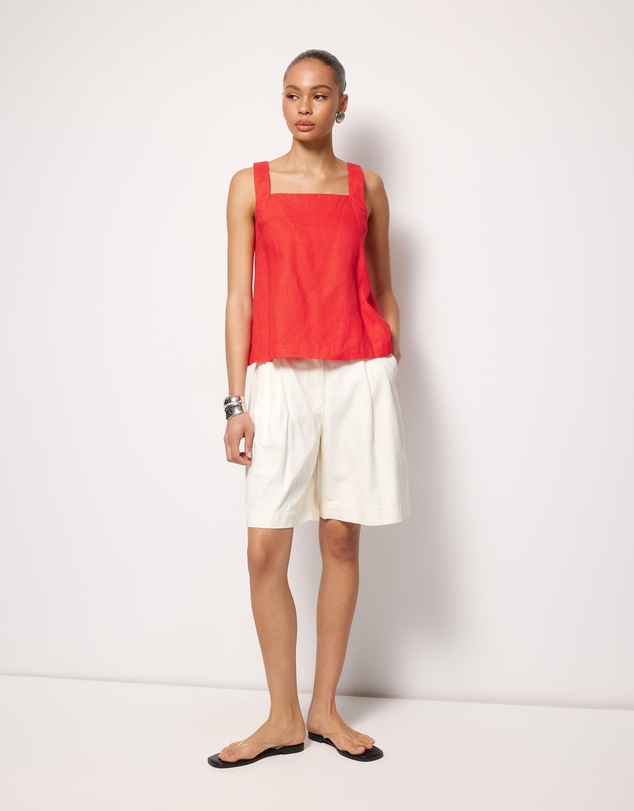 AERE - Straight Neck Tie Back Top