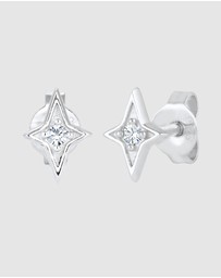 Kuzzoi - ICONIC EXCLUSIVE - Earrings Male Stud Star White Crystals 925 Sterling Silver