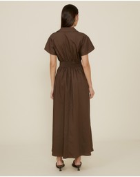 The Fated - Shirred Drop Waist Collared Dress